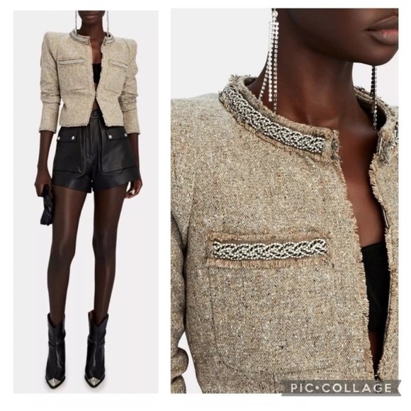 VERONICA BEARD | Orris Crystal Embellished
Tweed Jacket Blazer Stone Beige 12 - Picture 1 of 14